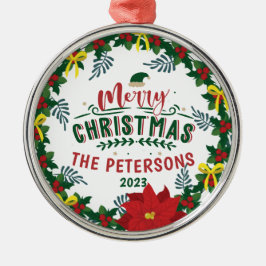 Ornamento De Metal Rua Vermelha Brilhante da Poinsettia Natal