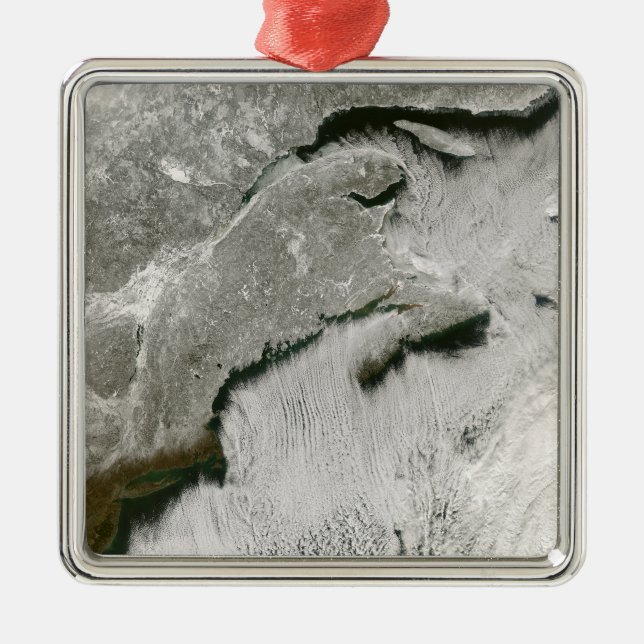 Ornamento De Metal Ruas de neve e nuvens (Frente)