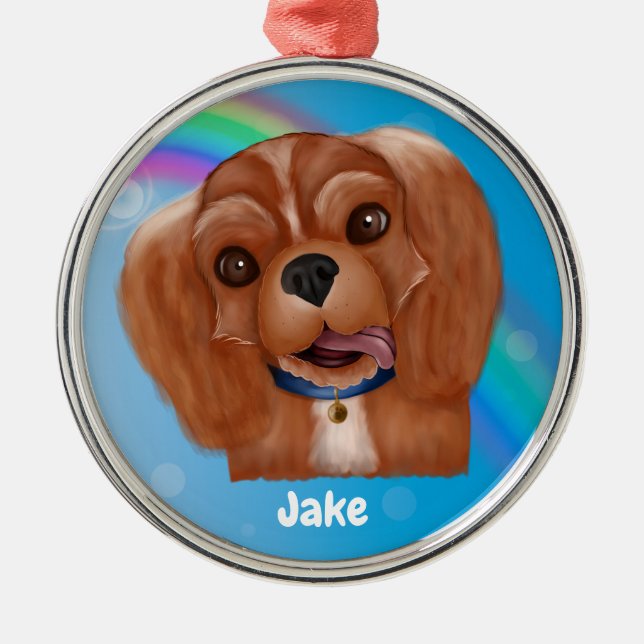 Ornamento De Metal Ruby Cavalier Pet Losse Ornament - Personalizável (Frente)