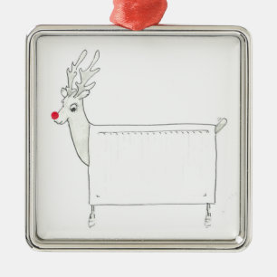 Ornamento De Metal Rudolf o radiador cheirado vermelho