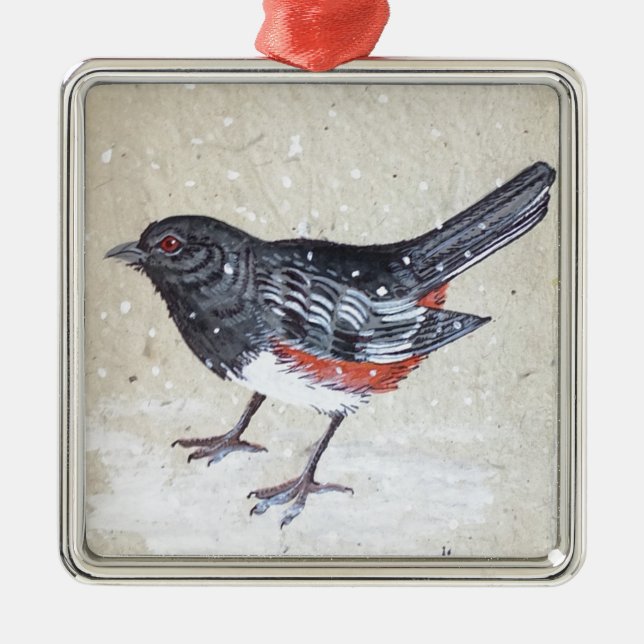 Ornamento De Metal Rufus Sided Towhere (Frente)