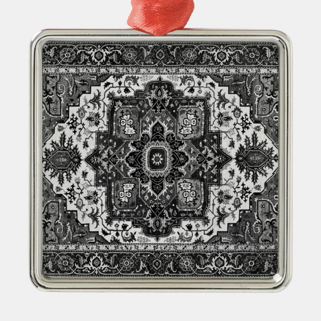 Ornamento De Metal RUG PERSA - Preto e Branco (Frente)