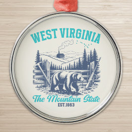 Ornamento De Metal Rustic West Virginia Nature Scene with Bear