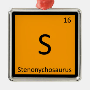 Ornamento De Metal S - Símbolo da Tabela Periódica Stenonychosaurus