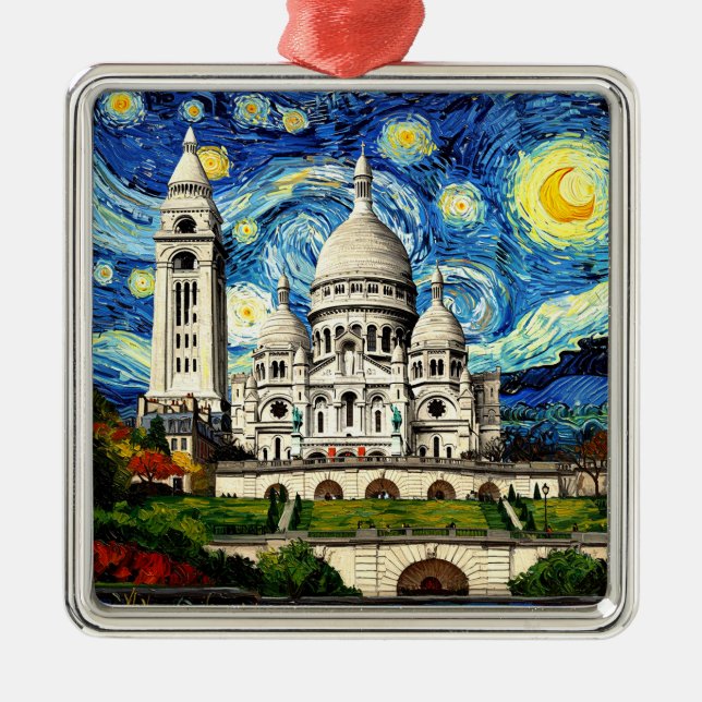 Ornamento De Metal Sacre-Coeur Paris France Starry Night (Frente)