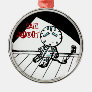 Ornamento De Metal Sad Robot Ornament