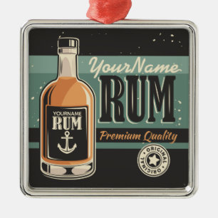 Ornamento De Metal Sailor Personalizado Rum Liquor Bottle Sign 
