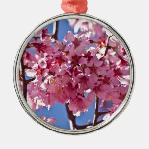 Ornamento De Metal Sakura Flores de Cerejeira Estrelas Vermelhas
