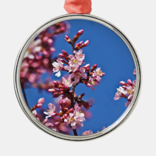 Ornamento De Metal Sakura Flores de Cerejeira Tocando o Azul