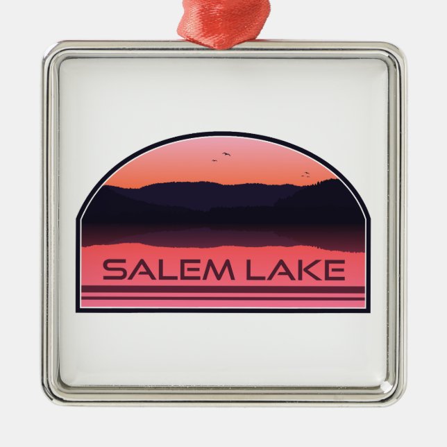 Ornamento De Metal Salem Lake North Carolina Red Sunrise (Frente)