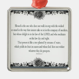 Ornamento De Metal Salm 1 Art - Abençoado, Direito, com Design Floral