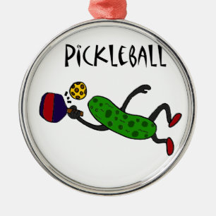 Ornamento De Metal Salmoura engraçada do pulo que joga Pickleball