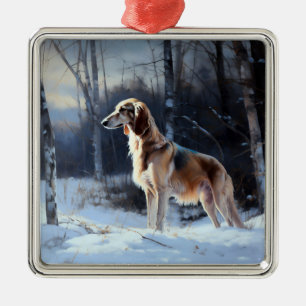 Ornamento De Metal Saluki Deixe-o nevar no Natal