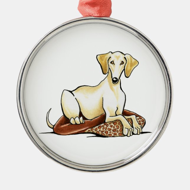 Ornamento De Metal Saluki Lester Dourado (Frente)