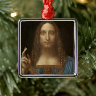 Ornamento De Metal Salvator Mundi de Leonardo da Vinci (Jesus Cristo)