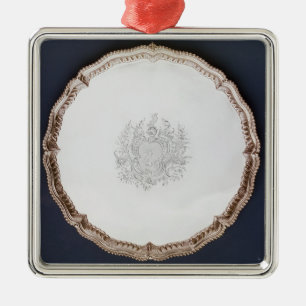 Ornamento De Metal Salver gravado, século XVIII
