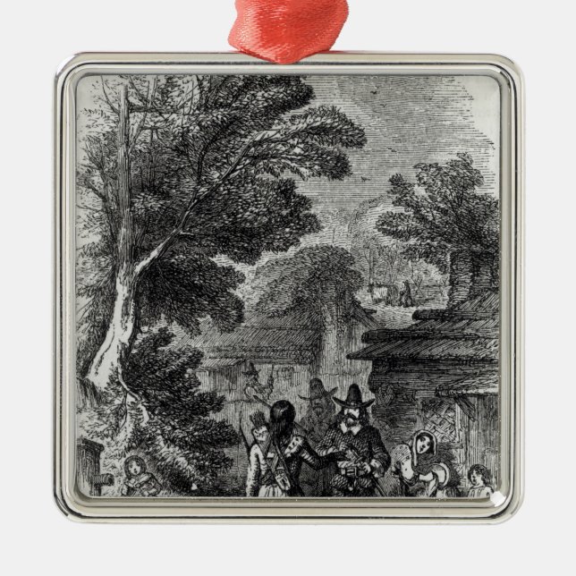 Ornamento De Metal Samoset, visitante indiano (Frente)