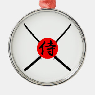 Ornamento De Metal SAMURAI - Espada & Kanji