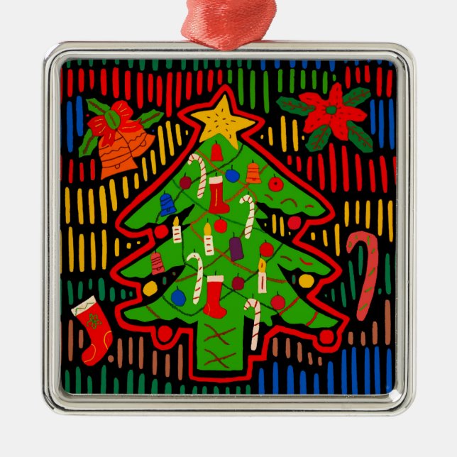 Ornamento De Metal San Blas Ilha Christmas Tree Mola (Frente)