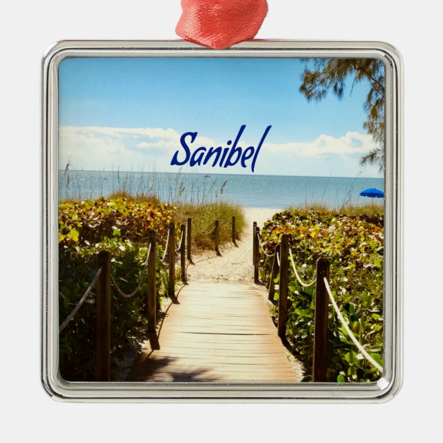 Ornamento De Metal Sanibel Island Beach Ocean (Frente)