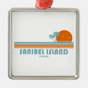 Ornamento De Metal Sanibel Island Florida Sun Palm Trees
