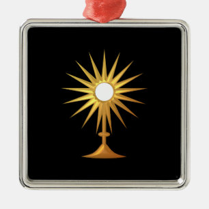 Ornamento De Metal Santo Eucarista em Monstrance ouro