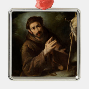 Ornamento De Metal Santo Francisco na Oração (fé cristã)