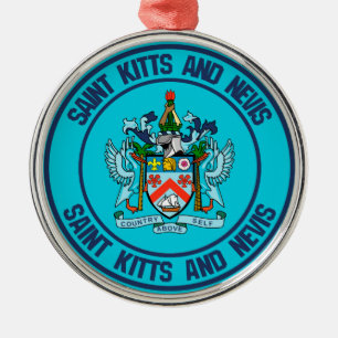 Ornamento De Metal Santo Kitts e Nevis Round Emblem