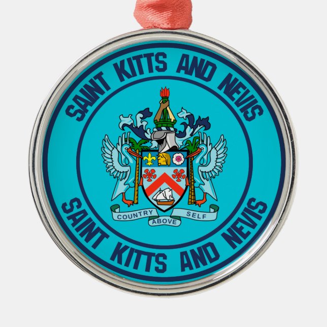 Ornamento De Metal Santo Kitts e Nevis Round Emblem (Frente)