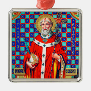 Ornamento De Metal Santo Tomás Becket em Chasuble Vermelho (K 34)