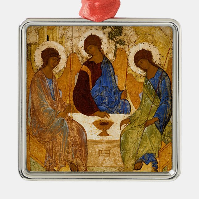 Ornamento De Metal Santo Trinity Icon Rublev christmas (Frente)