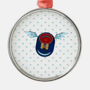 Ornamento De Metal Sapato de desenho animado com asa e estrelas