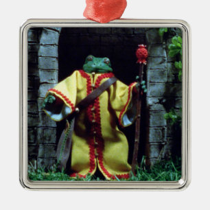 Ornamento De Metal Sapos de Chá de Sangue e Corda Vermelha