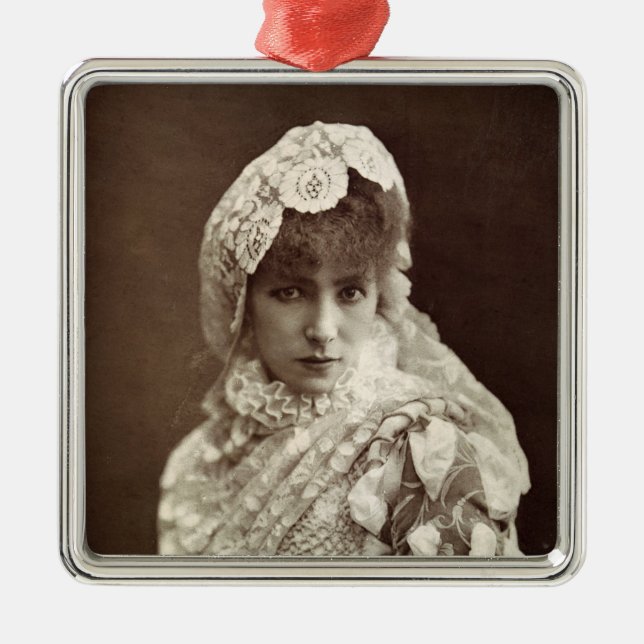 Ornamento De Metal Sarah Bernhardt no papel de Marion Delorme (Frente)