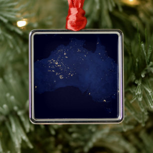 Ornamento De Metal Satélite As Luzes Noturnas Da Austrália.