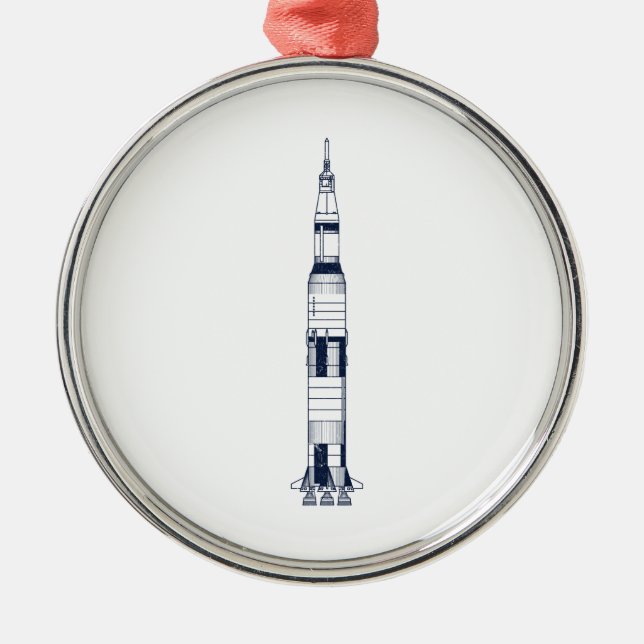 Ornamento De Metal Saturn Rocket (Frente)