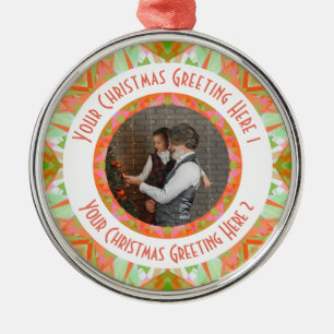 Ornamento De Metal Saudação de Foto Verde da Estrela de Natal Persona