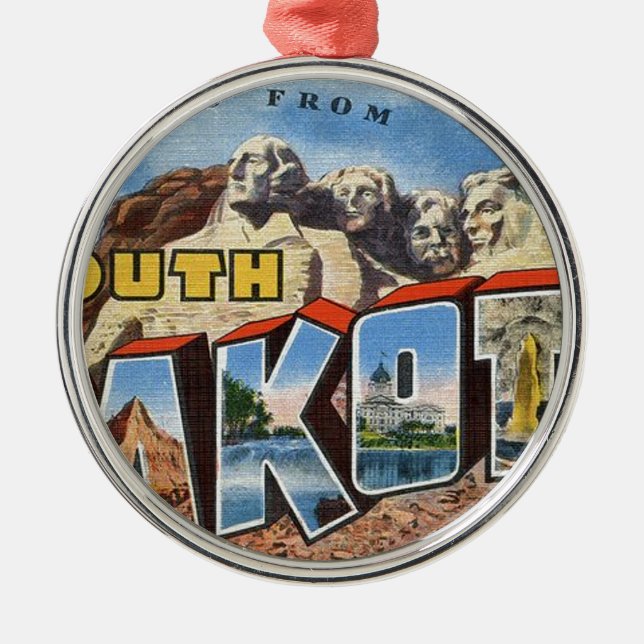 Ornamento De Metal Saudações Da Dakota Do Sul (Frente)