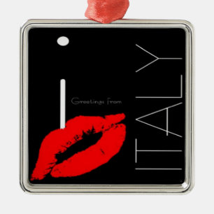 Ornamento De Metal Saudações de Itália Red Lipstick Love Kiss