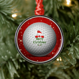Ornamento De Metal Saudações de Natal para Golfista