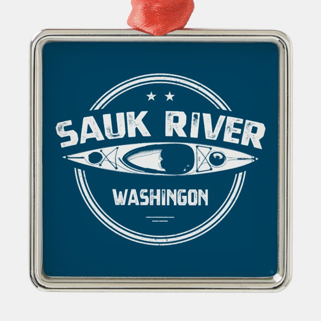 Ornamento De Metal Sauk River Washington Kayaking (Frente)