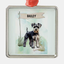 Schnauzer Aquarela Cachorro Personalizado