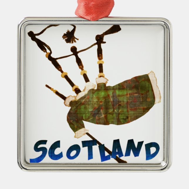 Ornamento De Metal Scotland Bagpipe (Frente)