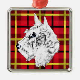 Ornamento De Metal Scottie Dog, White Scottish Terrier Ornament