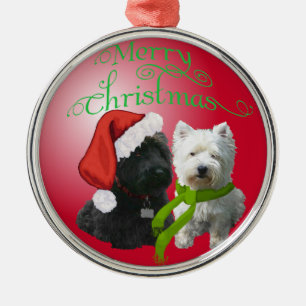 Ornamento De Metal Scottie e Westie Ornament