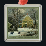Ornamento De Metal Scottish Terrier Old Fashiated Winter<br><div class="desc">Morto e acolhendo a Scottish Terrier design criada do meu trabalho artístico original e de uma pintura dos anos 1850 por George H. Durrie disponível em roupas, novidades e presentes para si mesmo, ou para aquela especial Scottish Terrier que você conhece! Quer um produto diferente? Basta ir para a página...</div>