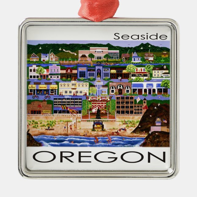 Ornamento De Metal Seaside Oregon (Frente)