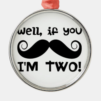 Ornamento De Metal segundo aniversário Mustache