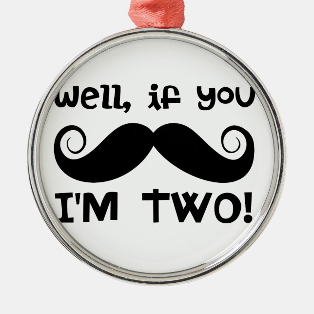 Ornamento De Metal segundo aniversário Mustache (Frente)