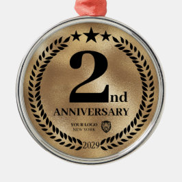 Ornamento De Metal segundo Dourado Aniversário de negócios Natal